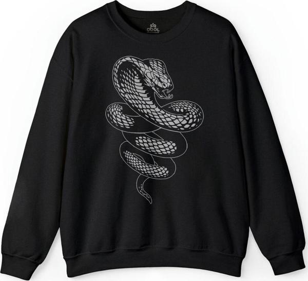 Kral Kara Kobra Yılan King Black Snake Cobra Baskılı Sweatshirt PSW01S-1204 - Image 1