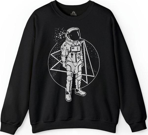Uçan Astronot Uzay Cosmos Space Galaksi Gezegen Baskılı Sweatshirt - Image 1