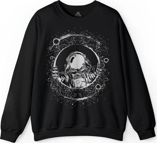 Astronot Uzay Cosmos Ay Gezegen Galaksi Baskılı Sweatshirt - Image 1