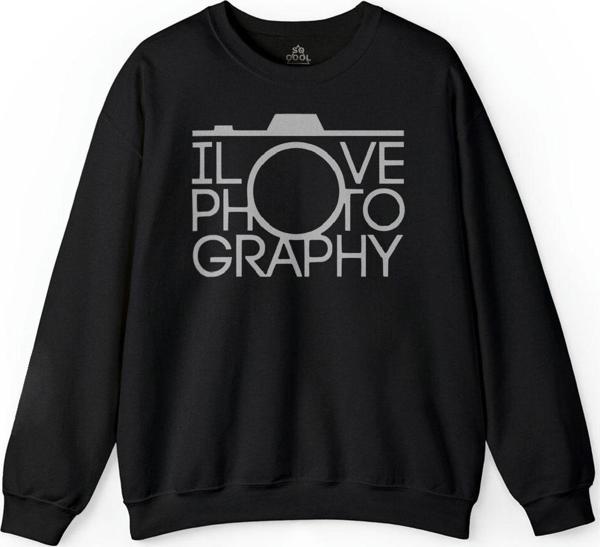 I Love Photography Fotoğrafçı Canon Nikon Baskılı Sweatshirt - Image 1