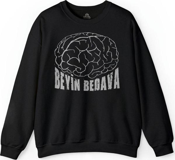 Beyin Bedava Attım Hafızaya  Okul Ders Sınav Baskılı Sweatshirt - Image 1