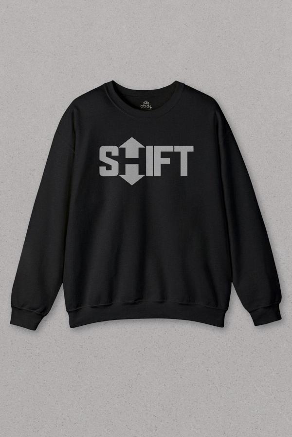 Unisex Siyah Sweatshirt Shift Şift Logo Ctrl Alt Delete Windows Klavye Baskılı Sweat - Image 1