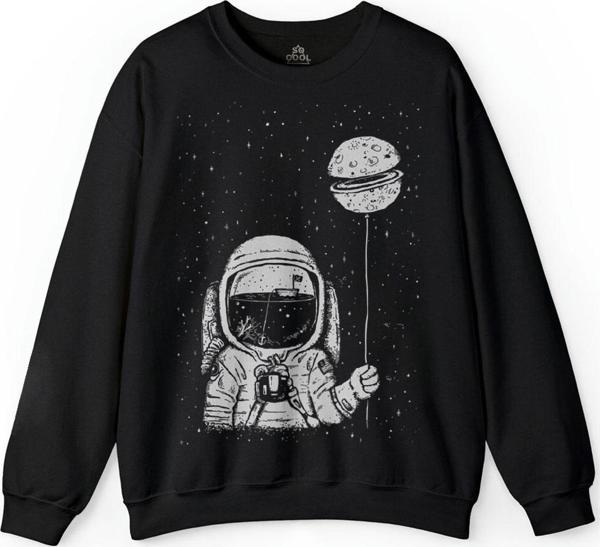 Astronot Uzay Cosmos Dünya Gezegen Galaksi Baskılı Sweatshirt - Image 1