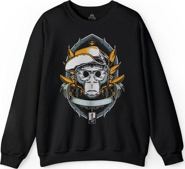 The Blackout Monkey Monky Kara Maymun Baskılı Sweatshirt - Image 1