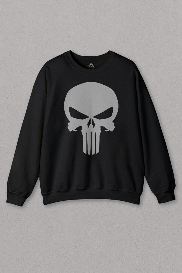 Siyah Sweatshirt The Crazy Punisher Cezalandırıcı Frank Castle Baskılı Unisex Sweat PSW01S-1578 - Image 1