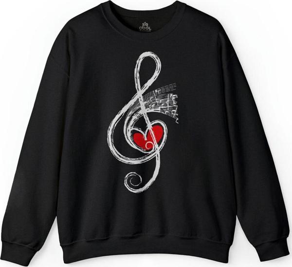 Müzik Nota Sol Anahtarı Music Baskılı Sweatshirt - Image 1
