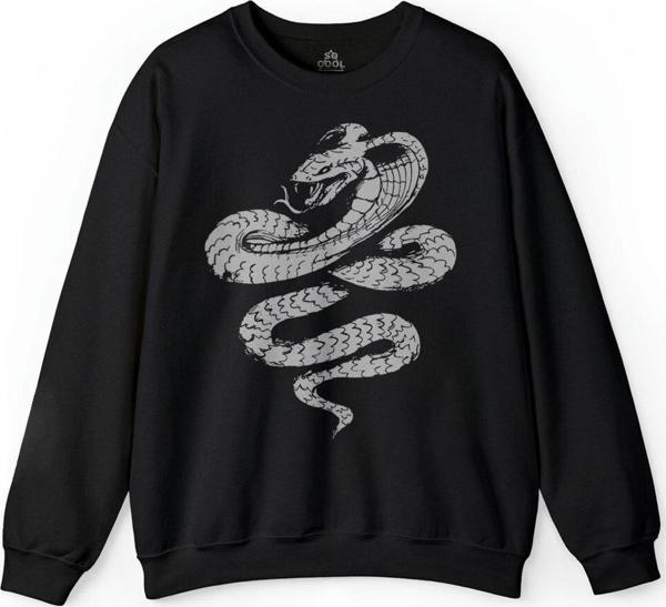 Kral Kara Kobra Yılan King Black Snake Cobra Baskılı Sweatshirt PSW01S-1206 - Image 1