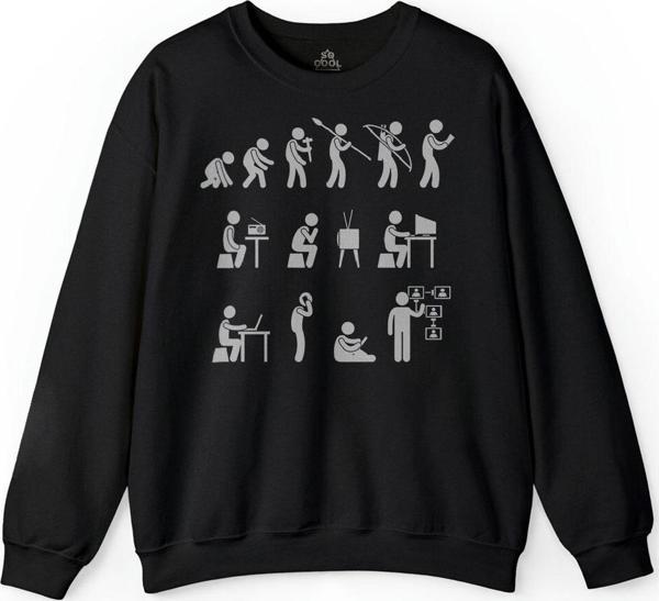Evolution Human Evrim İnsan Maymun Gelişim Baskılı Sweatshirt - Image 1