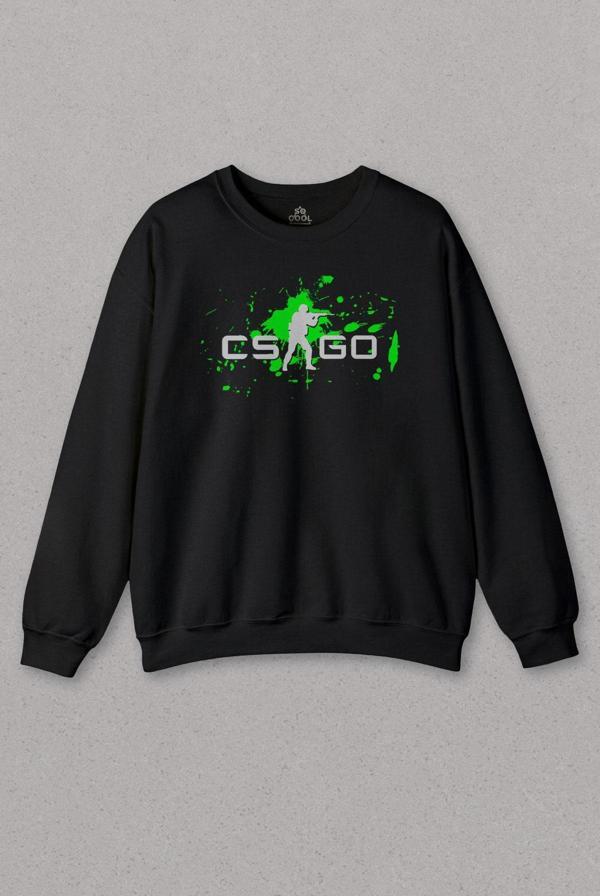 Unisex Siyah Sweatshirt Gamer Oyun Cs Go Csgo Counter Strike Global Offensive Baskılı Sweat - Image 1