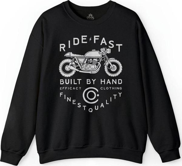 Ride Fast Notorcycles Built By Hand Clothing Baskılı Sweatshirt - Image 1