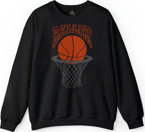 Baller Basketball Basketbol  Basketçi Üçlük Baskılı Sweatshirt - Image 1