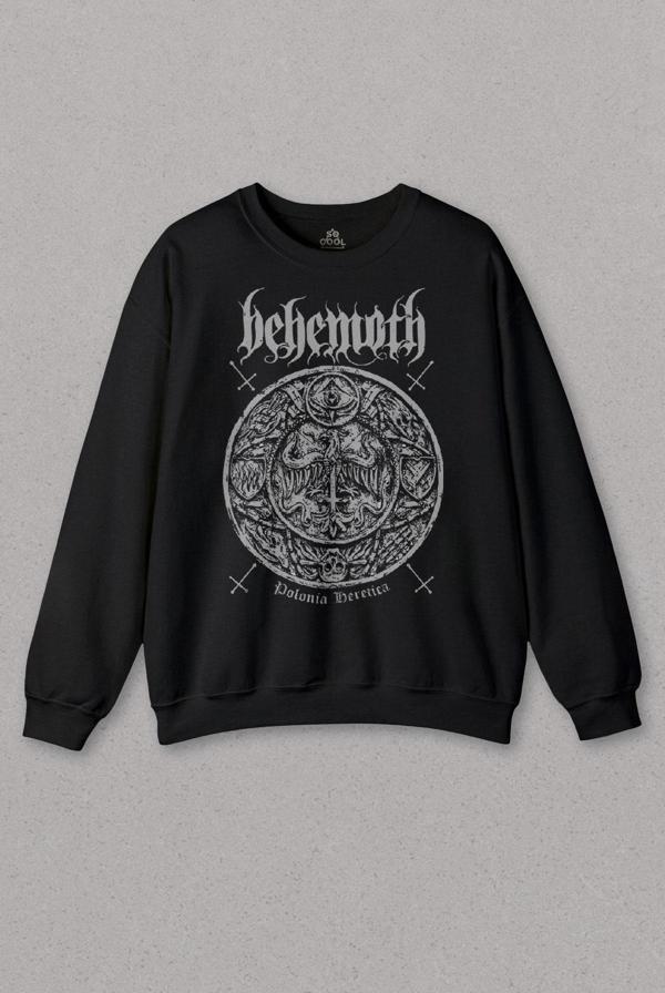 Siyah Sweatshirt Ben Sahar Behemoth Metal Rock Kuru Kafa Skull Baskılı Sweat - Image 1