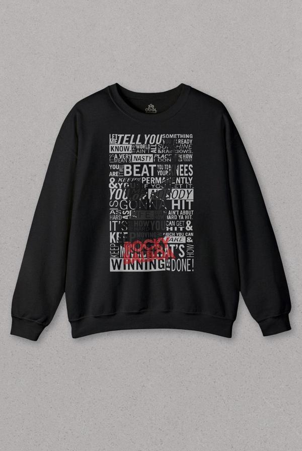 Siyah Sweatshirt Boks Boxing Rambo Rocky Balboa Sylvester Stallone Baskılı Unisex Sweat - Image 1