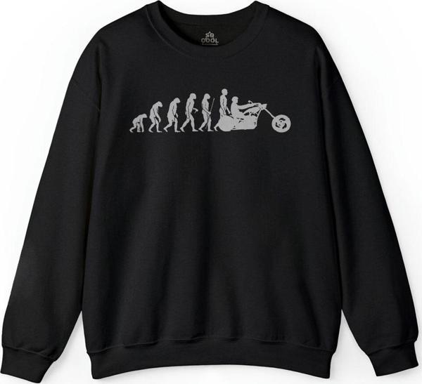 Siyah Bisiklet Yaka Sweatshirt Evolution Motorroad Motosiklet Baskılı Sweet - Image 1