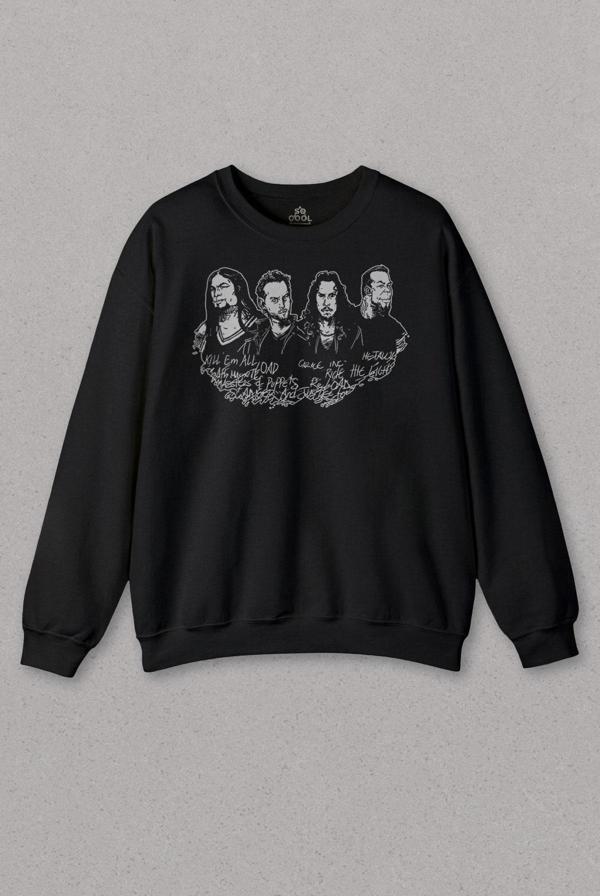 Unisex Siyah Sweatshirt Heavy Metal Metallica Müzik Music Baskılı Sweat - Image 1