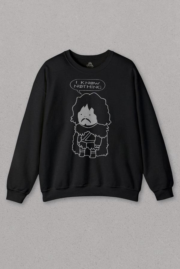 Unisex Sweatshirt I Know Nothing Jon Snow Dizi Game of Thrones Baskılı Sweat - Image 1