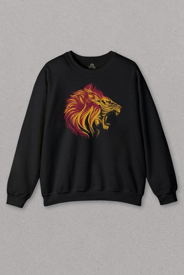 Unisex Sweatshirt Aslan Lion Head Champion Şampiyon Kral King Galata Baskılı Sweat - Image 1