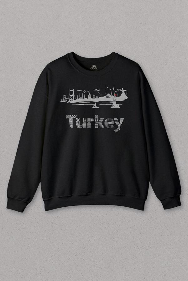 Unisex Sweatshirt İstanbul Eminönü Kız Kulesi Ayasofya Türkiye Turkey Baskılı Sweat - Image 1