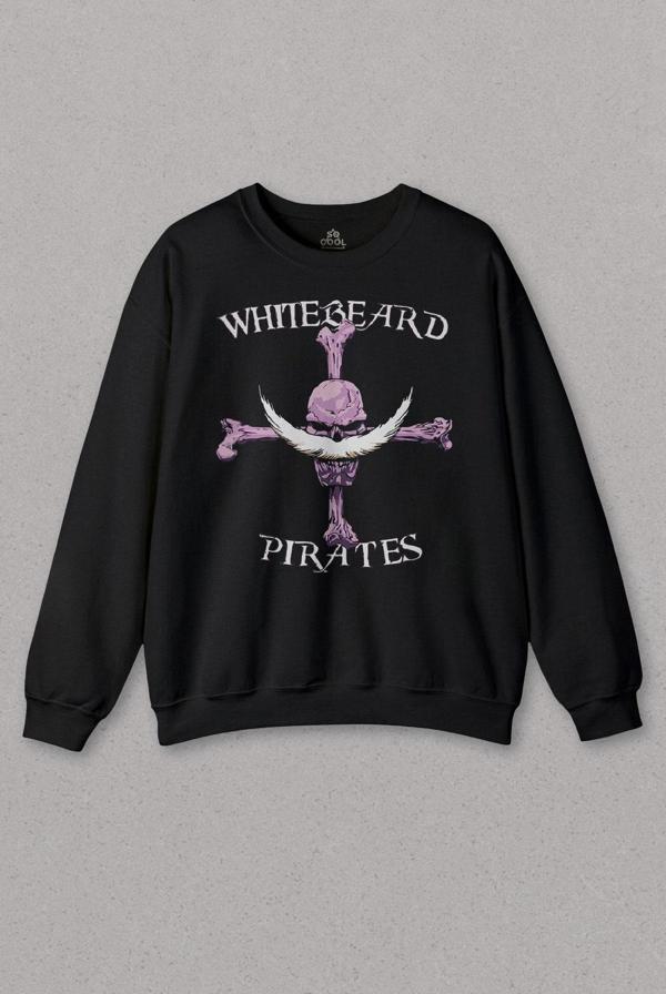 Siyah Sweatshirt Anime Whitebeard Amiral Prates One Piece Luffy Baskılı Unisex Sweat - Image 1