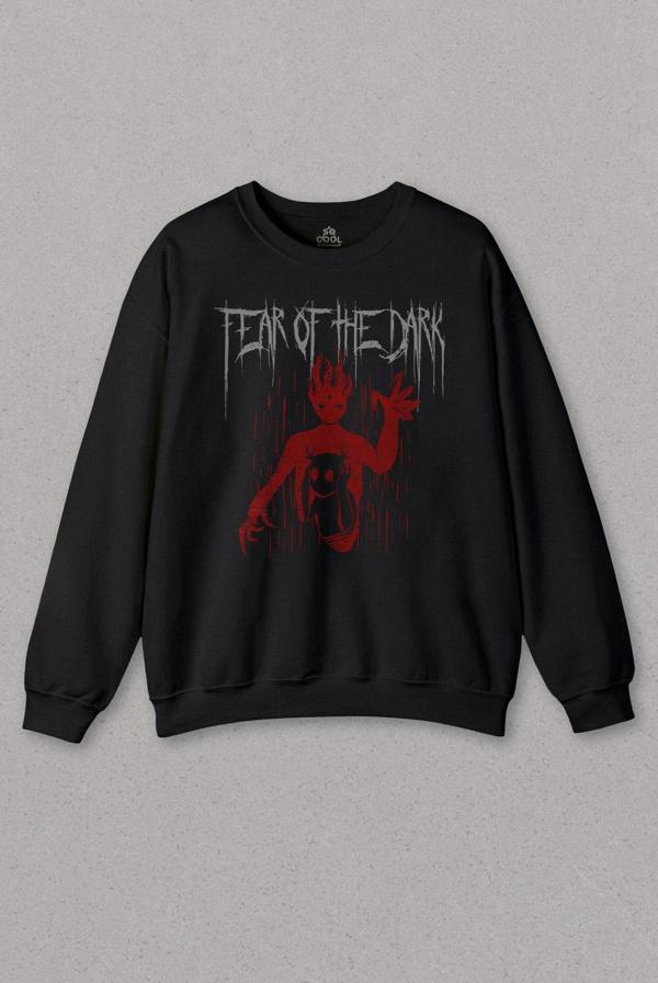 Unisex Sweatshirt Fear Of The Dark Karanlık Dark Gothic Urban Street Wear Baskılı Sweat - Image 1