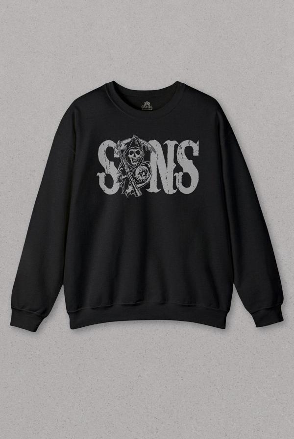 Unisex Siyah Sweatshirt Sons Of Anarchy Redwood Original Baskılı Sweat - Image 1