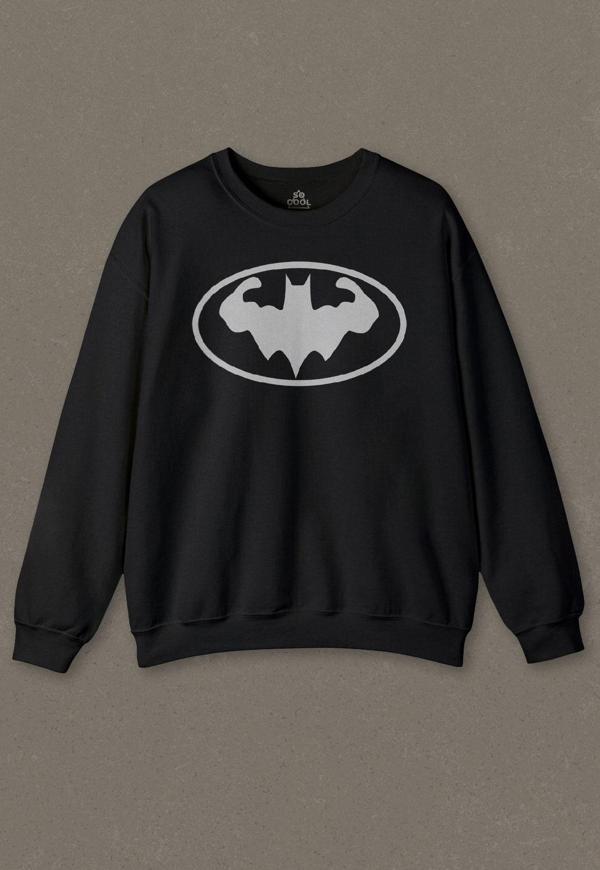 Siyah Unisex Sweatshirt Gym Fitness Batman Bodybuilding Sporcu Spor Baskılı Sweat - Image 1