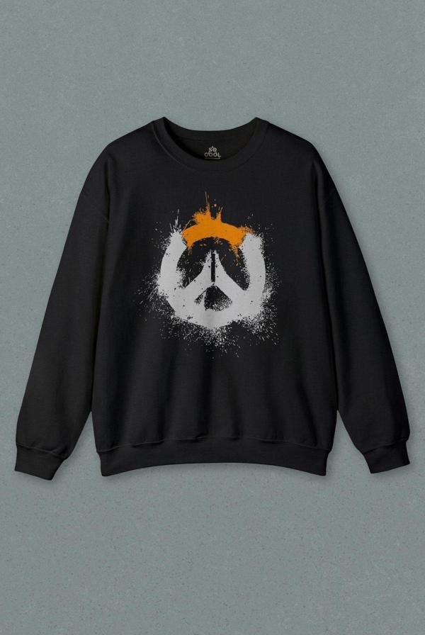 Unisex Siyah Sweatshirt Oyuncu Gamer Overwatch Over Watc Game Baskılı Sweat - Image 1