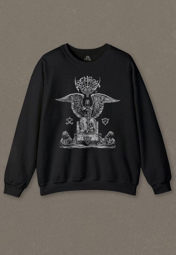 Unisex Siyah Sweatshirt Archgoat Heavy Metal Guitar Gitar Rock Baskılı Sweat - Image 1