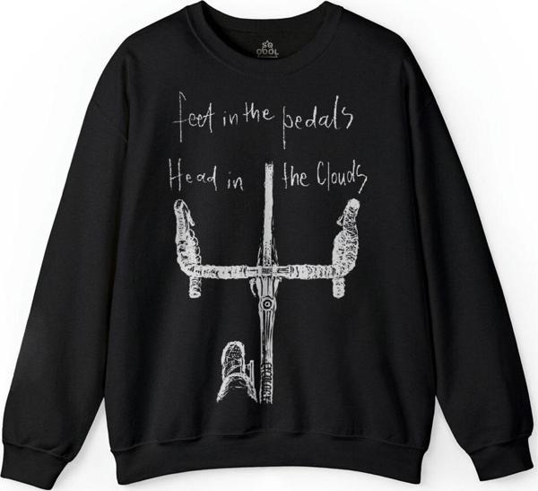 Feet In The Pedal Head In The Clouds Biker Baskılı Sweatshirt - Image 1