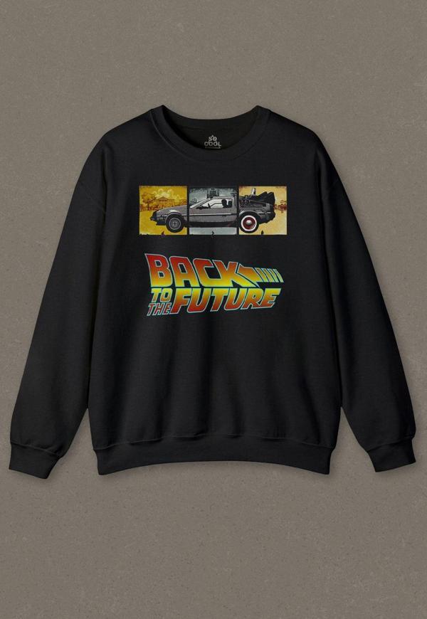 Siyah Unisex Sweatshirt Back To The Future Geleceğe Dönüş Baskılı Sweat - Image 1
