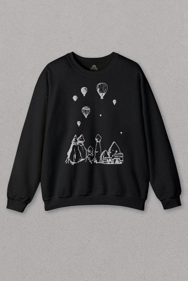 Unisex Sweatshirt Kapadokya Nevşehir Peri Bacaları Cappadocia Baskılı Sweat - Image 1