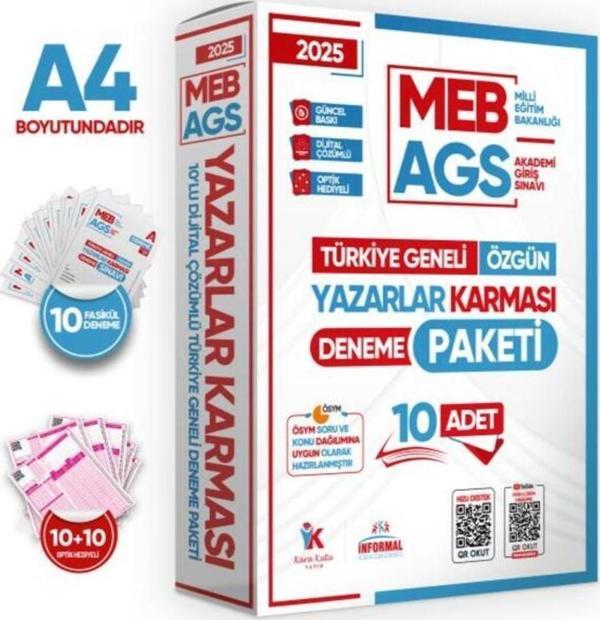 2025 MEB-AGS Yazarlar Karması 10 Adet 80 Soruluk Çözümlü Deneme Türkiye Geneli KURUMSAL Paket - İnformal Yayınları - Image 1