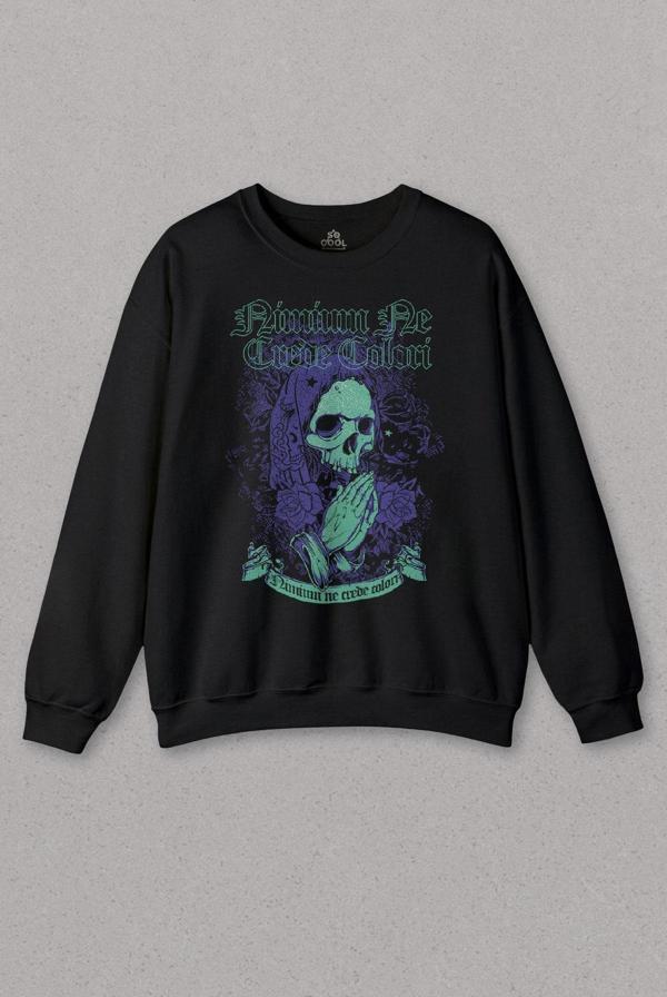 Unisex Sweatshirt Skull Kurukafa Renkler Latince Urban Street Culture Wear Sokak Baskılı Sweat - Image 1