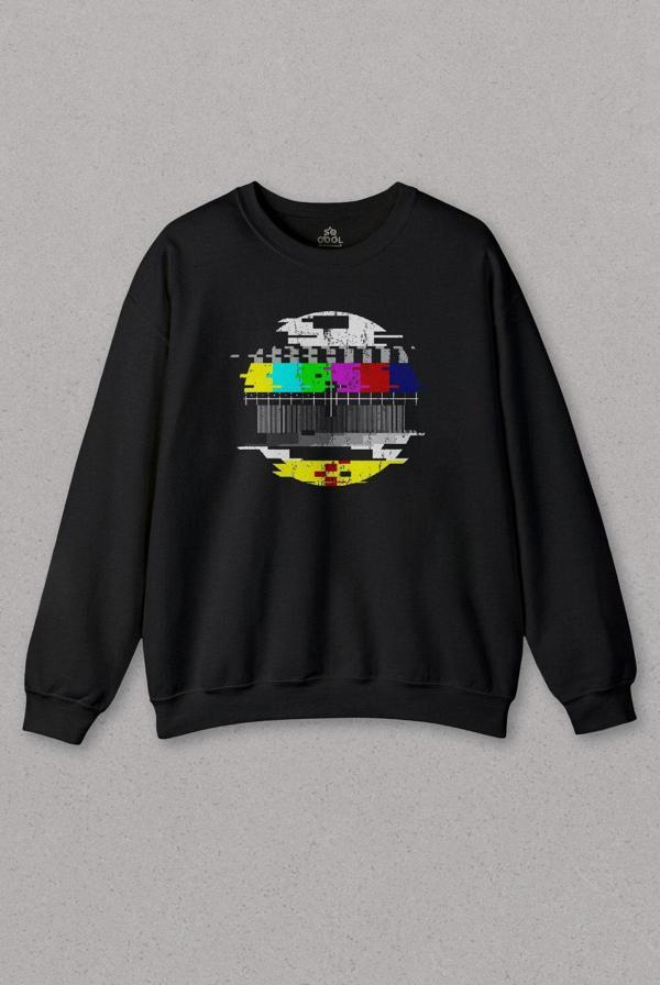 Unisex Sweatshirt No Signal Teletex Nostalji Tv Tele Tex Baskılı Sweat - Image 1