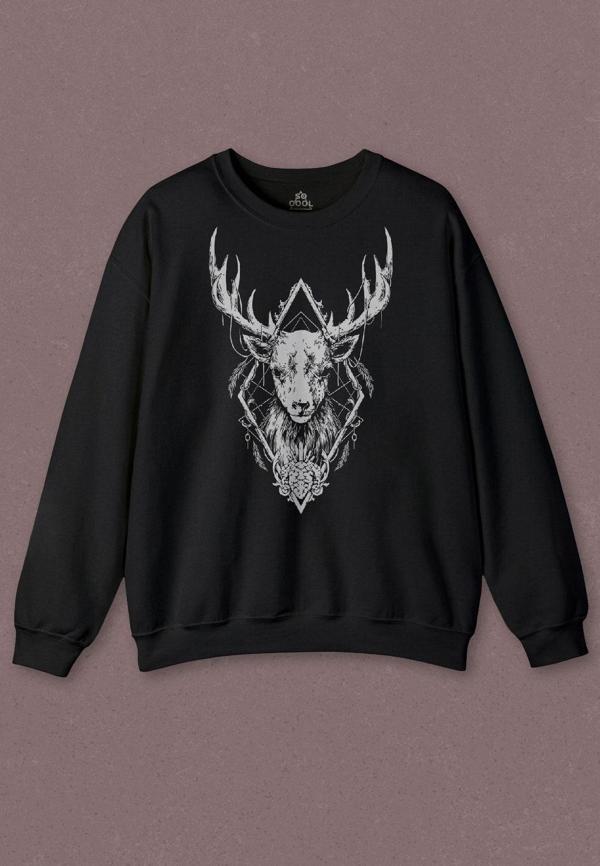 Unisex Sweatshirt Geyik Animal Street Culture Baskılı Sweat - Image 1