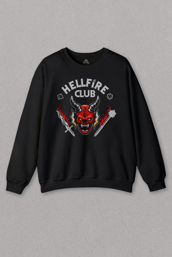 Unisex Sweatshirt Stranger Things Hellfire Club Baskılı Sweat - Image 1