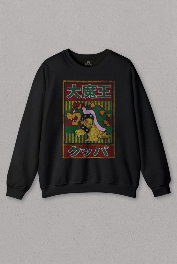 Unisex Sweatshirt Super Mario Bowser Japanese Poster Baskılı Sweat - Image 1