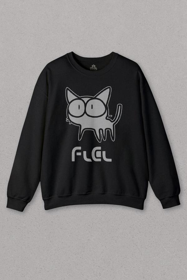 Siyah Sweatshirt Çizgi Film Fooly Cooly Flcl Anime Cartoon Kedi Baskılı Unisex Sweat PSW01S-1412 - Image 1