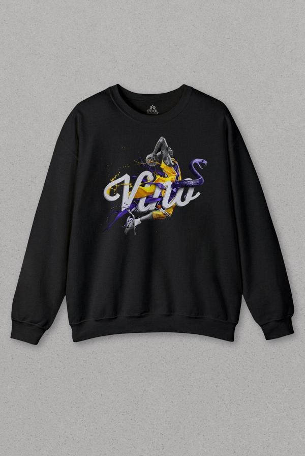 Siyah Sweatshirt Kobe Bryant Black Mamba Logo  Basketball Baskılı Unisex Sweat PSW01S-1431 - Image 1