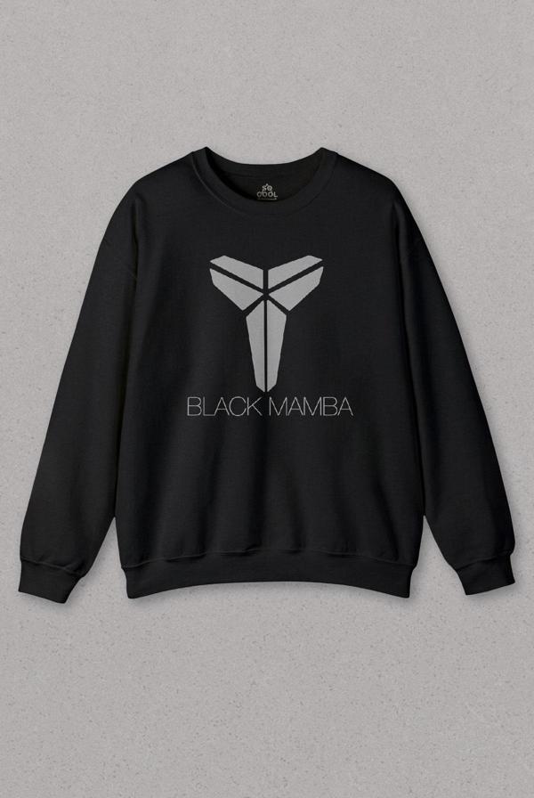 Siyah Sweatshirt Kobe Bryant Black Mamba Logo  Basketball Baskılı Unisex Sweat PSW01S-1432 - Image 1