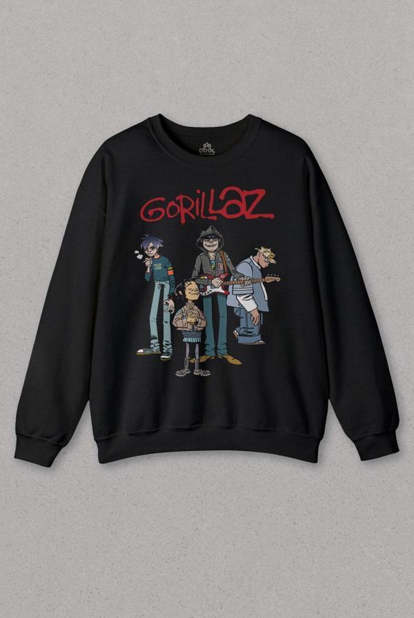 Unisex Sweatshirt Gorillaz 2D Rock Band Blur Damon Albarn Feel Good Baskılı Sweat - Image 1