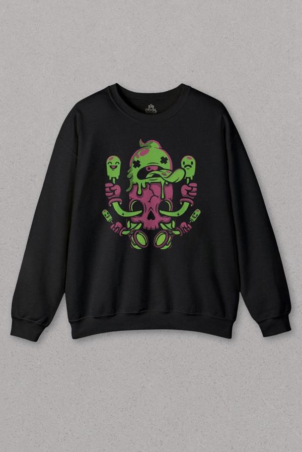 Unisex Sweatshirt Icecream Skull Dondurma Kurukafa Street Wear Baskılı Sweat - Image 1
