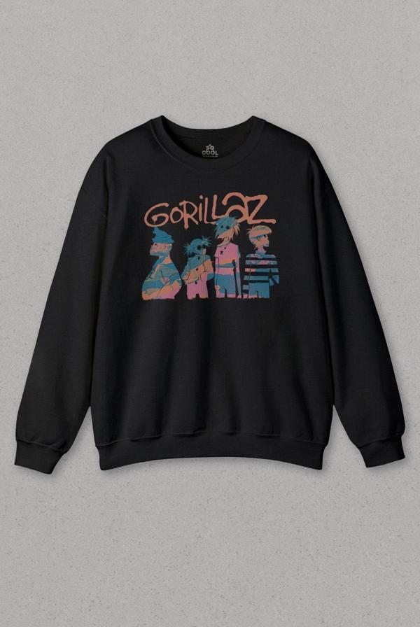 Unisex Sweatshirt Gorillaz 2D Rock Blur Damon Albarn Feel Good Urban Baskılı Sweat - Image 1