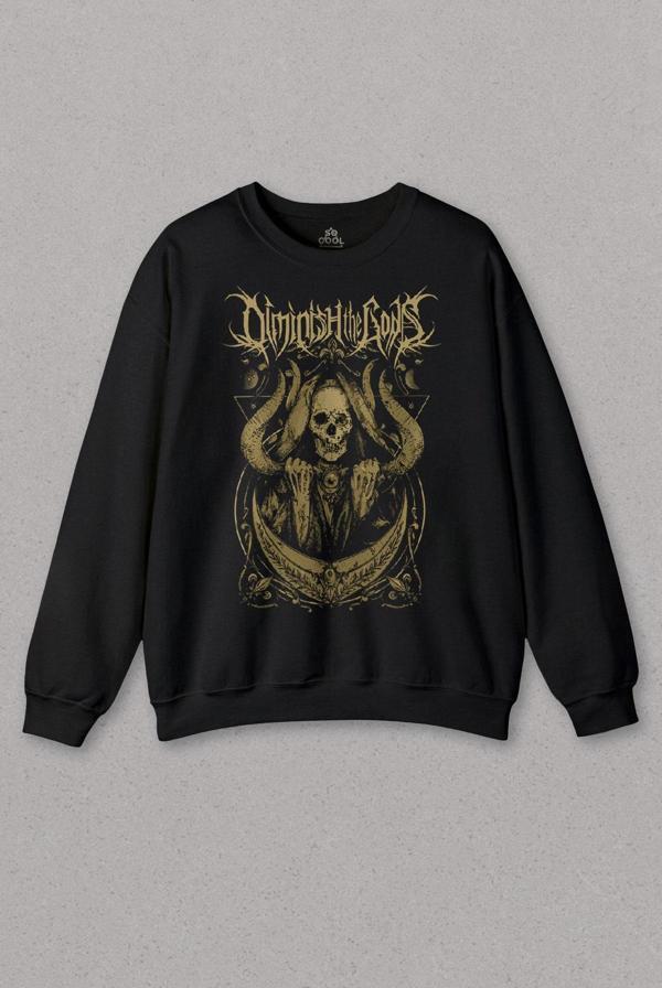 Siyah Sweatshirt Ben Sahar Behemoth Metal Rock Kuru Kafa Skull Baskılı Sweat PSW01S-1492 - Image 1