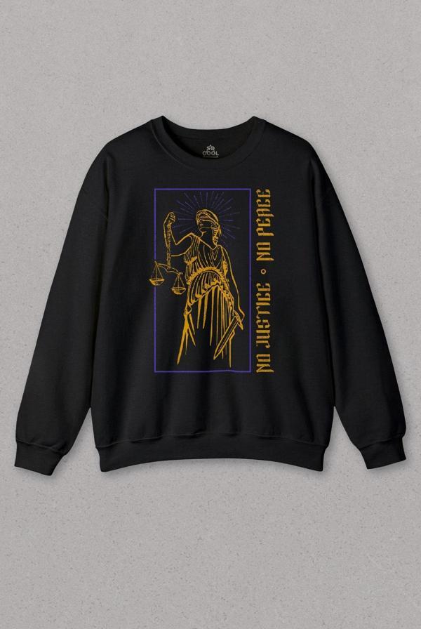 Unisex Sweatshirt No Justice No Peace Adalet Barış Urban Street Culture Urban Wear Baskılı Sweat - Image 1