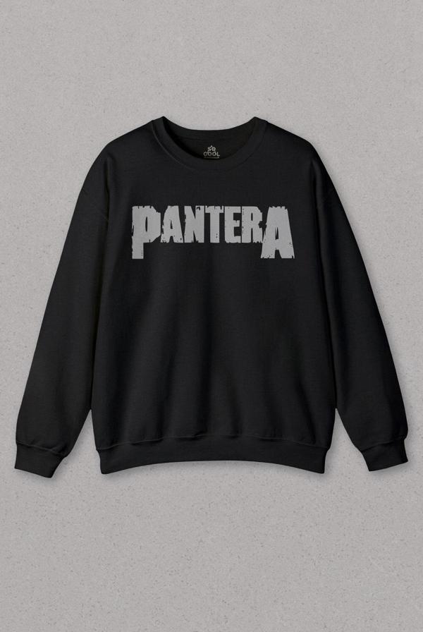 Siyah Sweatshirt Rock Pantera Groove Heavy Metal Logo Baskılı Unisex Sweat - Image 1