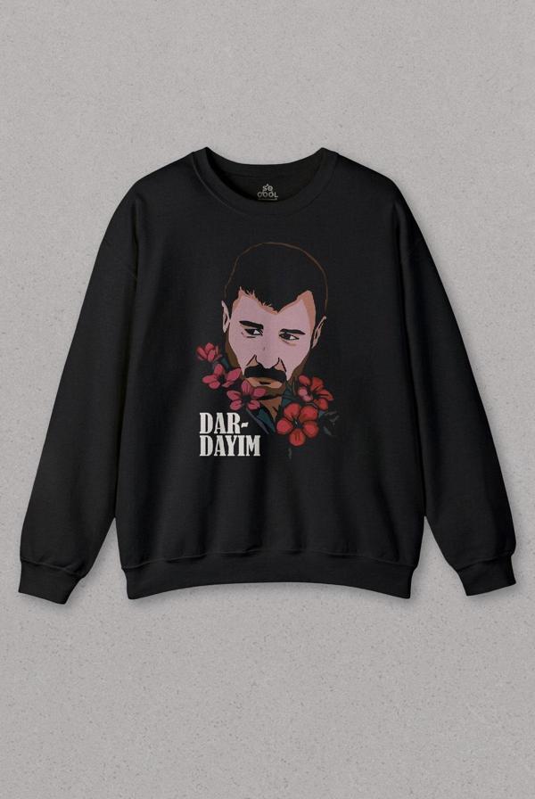 Unisex Sweatshirt Azer Bülbül Dardayım Arabesk Baskılı Sweat - Image 1