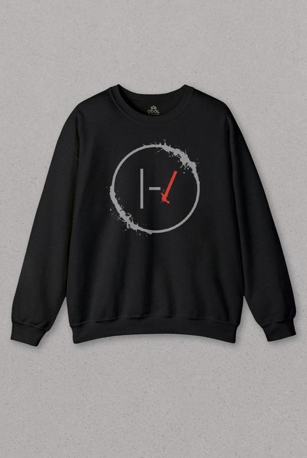 Unisex Siyah Sweatshirt Twenty One Pilots Stressed Out Baskılı Sweat - Image 1