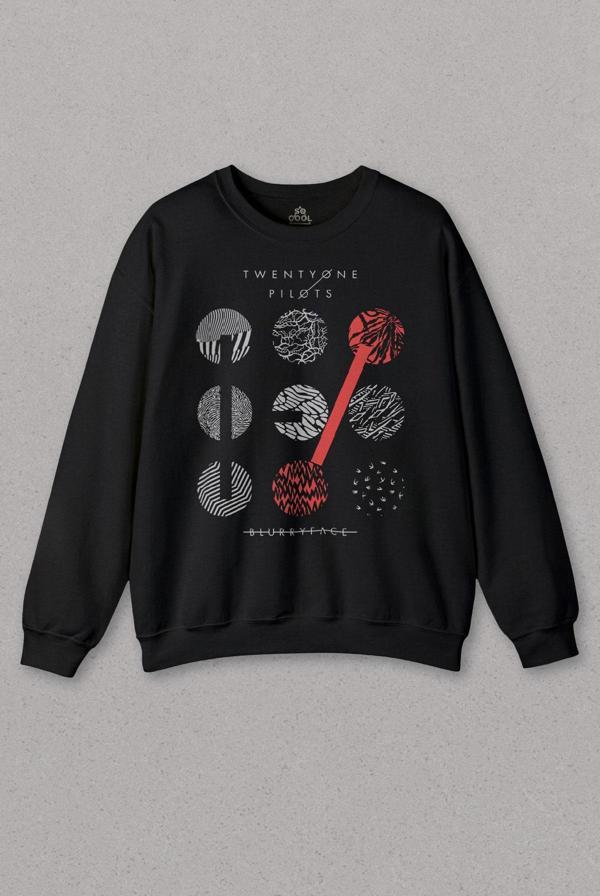 Unisex Siyah Sweatshirt Music Twenty One Pilots Stressed Baskılı Sweat - Image 1