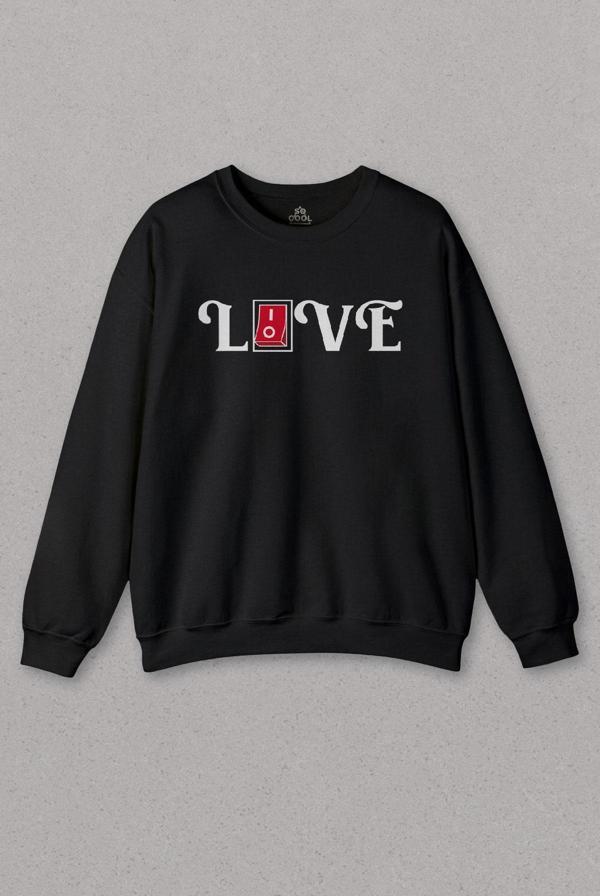 Unisex Sweatshirt Love Live Tipografi Anahatar Baskılı Sweat - Image 1
